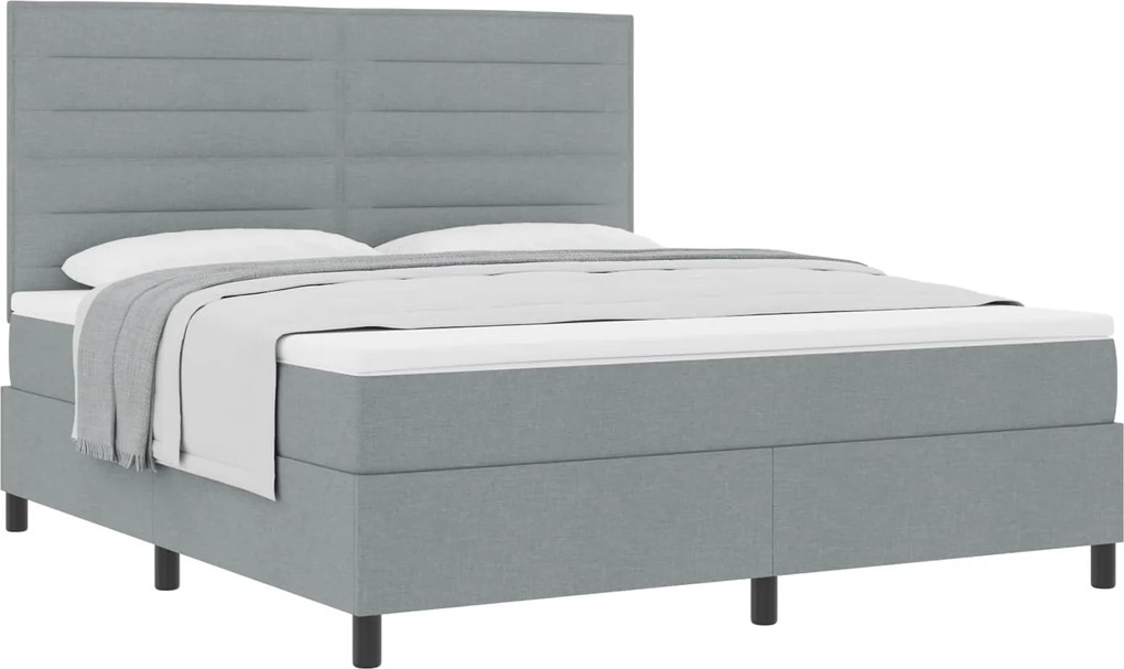 vidaXL Pat cu arcuri cu saltea Gri deschis 180 x 200 cm țesătură