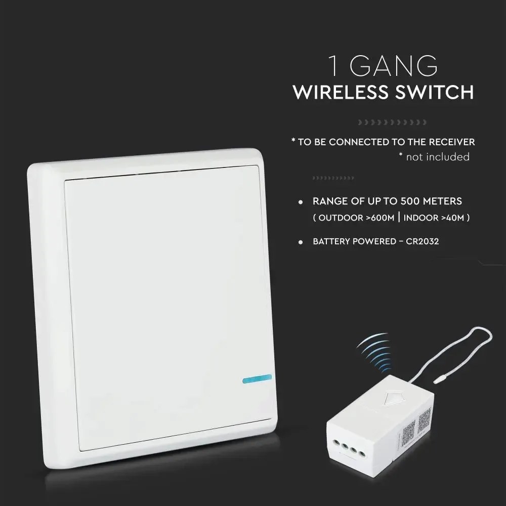 Intrerupator simplu Wireless Smart, 10A, protectie IP54, alb, V-TAC