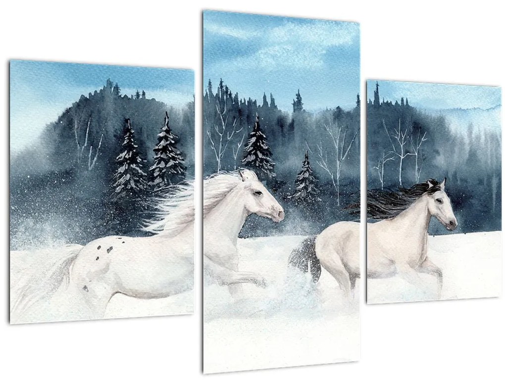 Tablou cu caii pictați (90x60 cm)