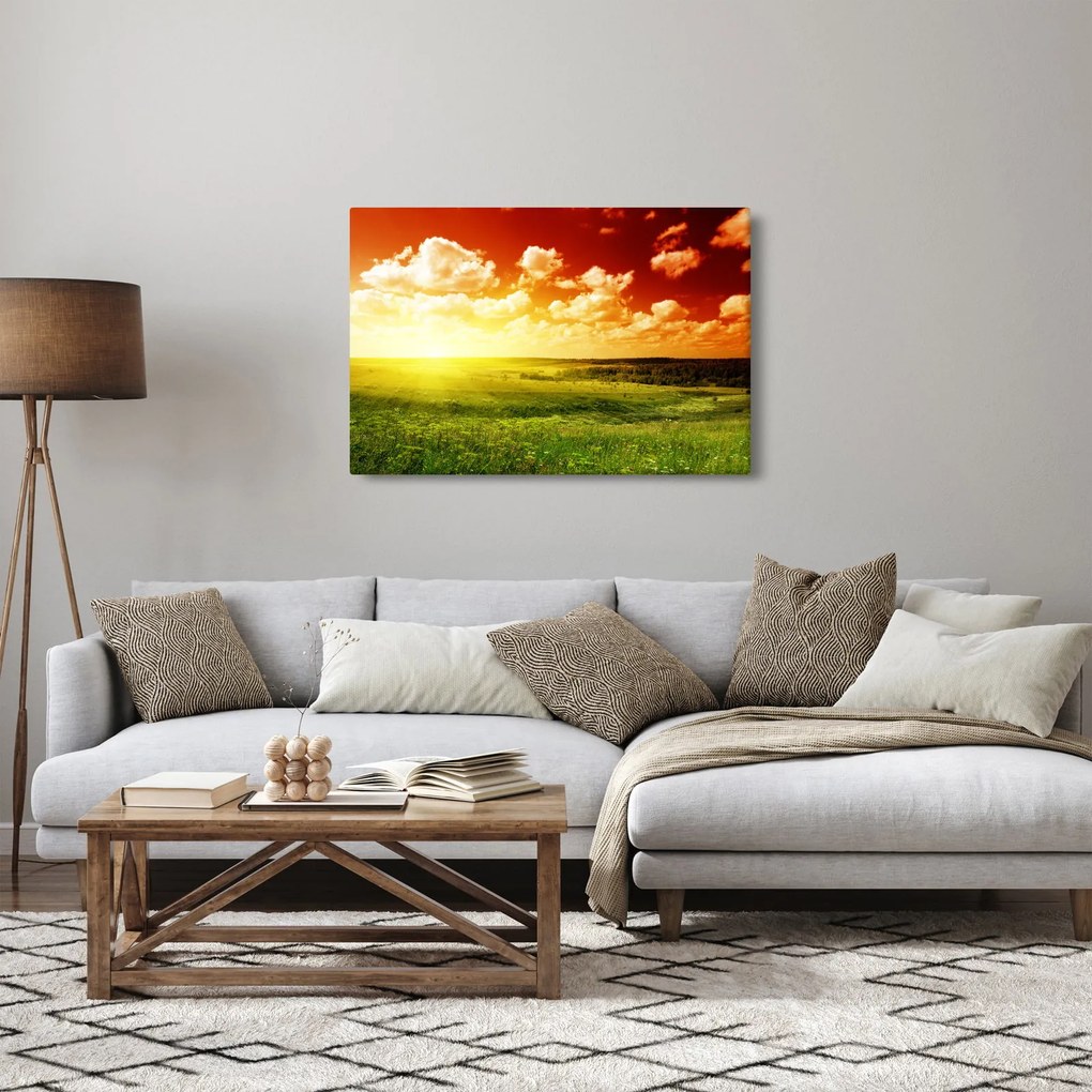 Tablou cu luncă cu soarele strălucitor (90x60 cm)