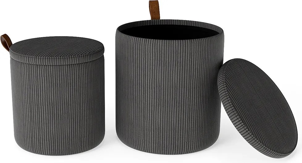 Set 2 pufuri cu spațiu de depozitare, gri