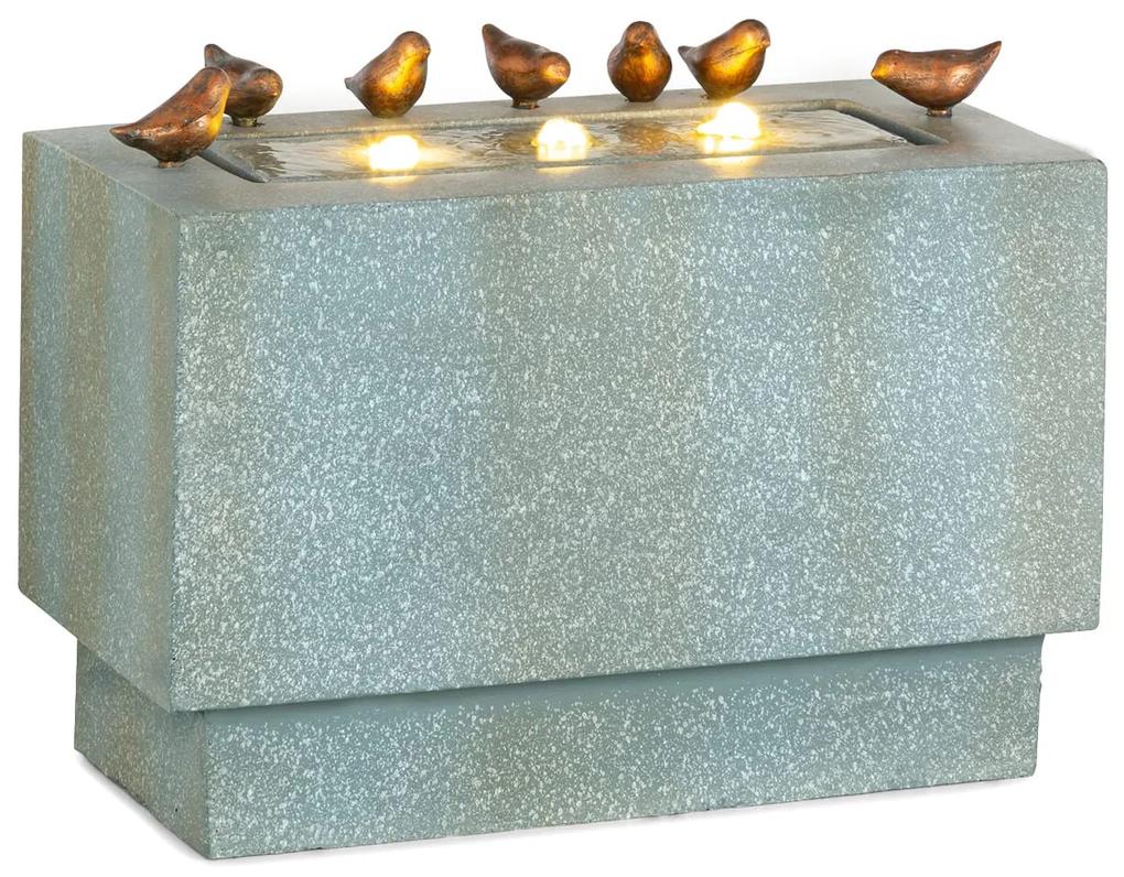 Waterbirds, fântână de grădină, LED, 60 x 47 x 30 cm, ciment, aluminiu, gri