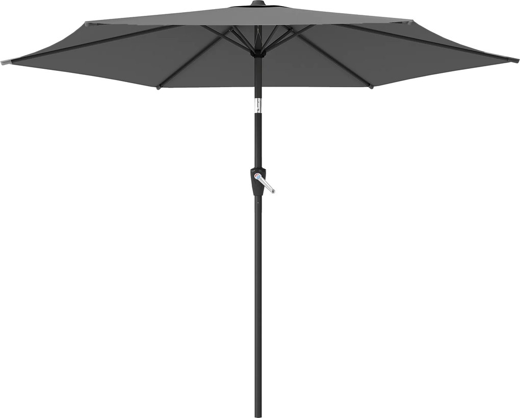 Outsunny Umbrelă 270 cm articulată pentru balcon cu manivelă UV 50+ Umbrelă de grădină Gri închis | Aosom Romania
