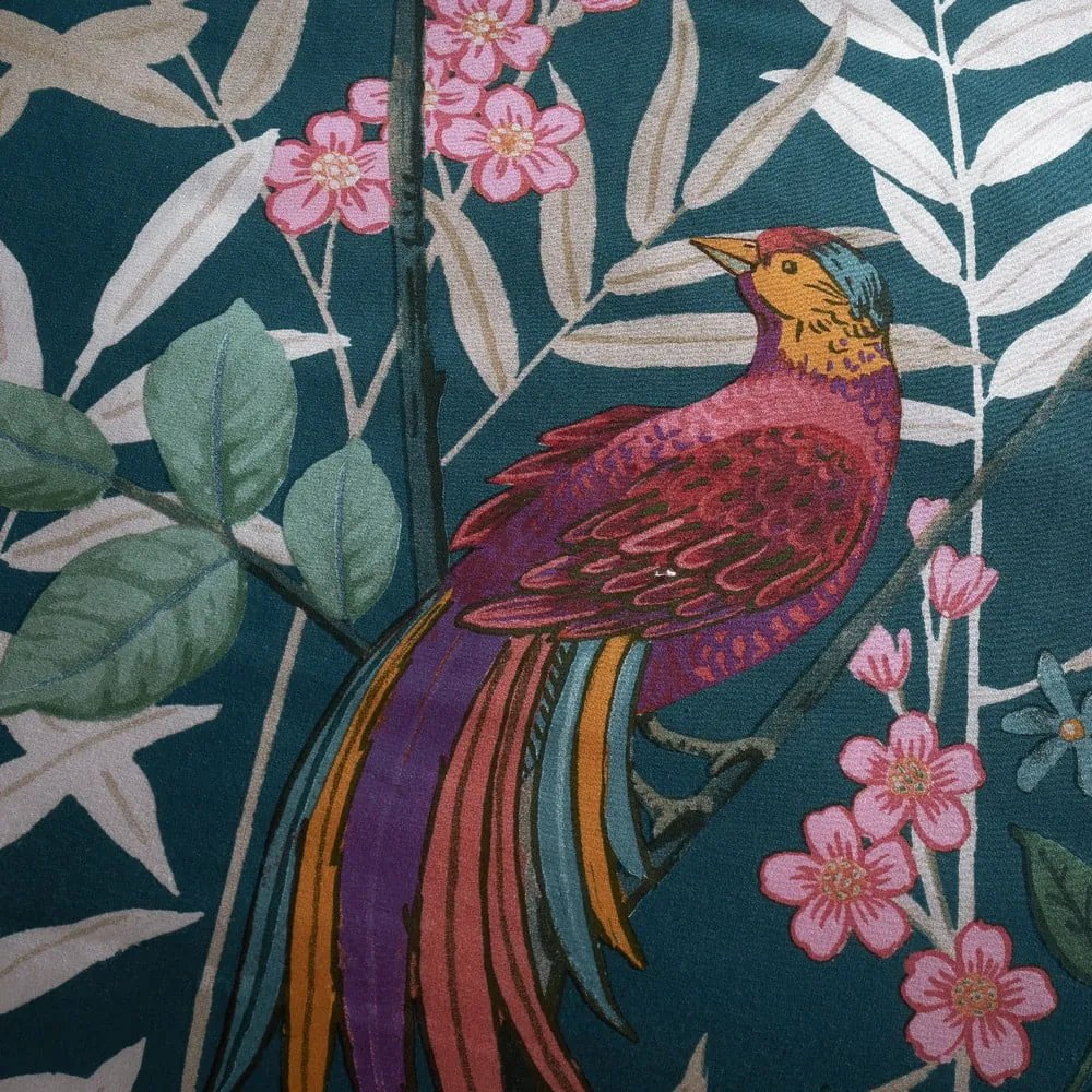 Lenjerie verde pentru pat de o persoană 135x200 cm Tropical Floral Birds - Catherine Lansfield