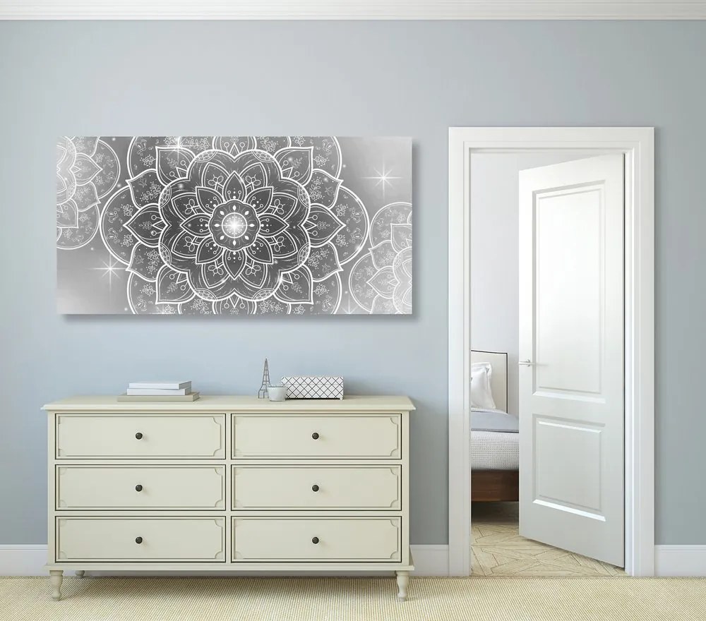 Tablou Mandalea orientală în design alb-negru