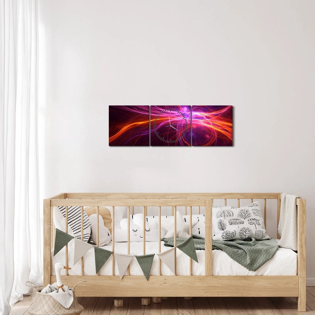 Tablou cu abstracțiune modernă (cu ceas) (90x30 cm)
