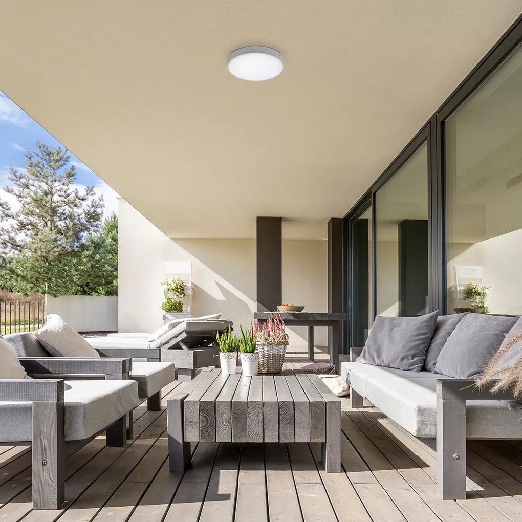 Plafoniera LED slim de exterior IP44 Tartu alb 30cm