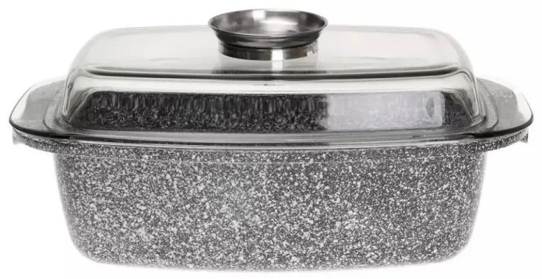 Tava pentru copt tip roaster Klausberg KB 7365, 4.5 L, Capac din sticla, Finisaj marmura, Inductie, Gri
