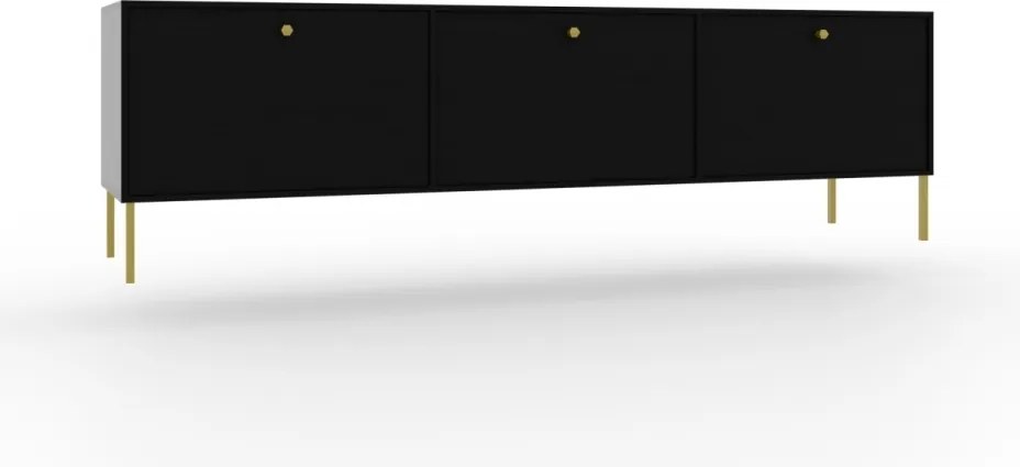 Comodă TV, 180x41x50 cm, Tili, ADRK Furniture (Culoare: Negru / Negru)