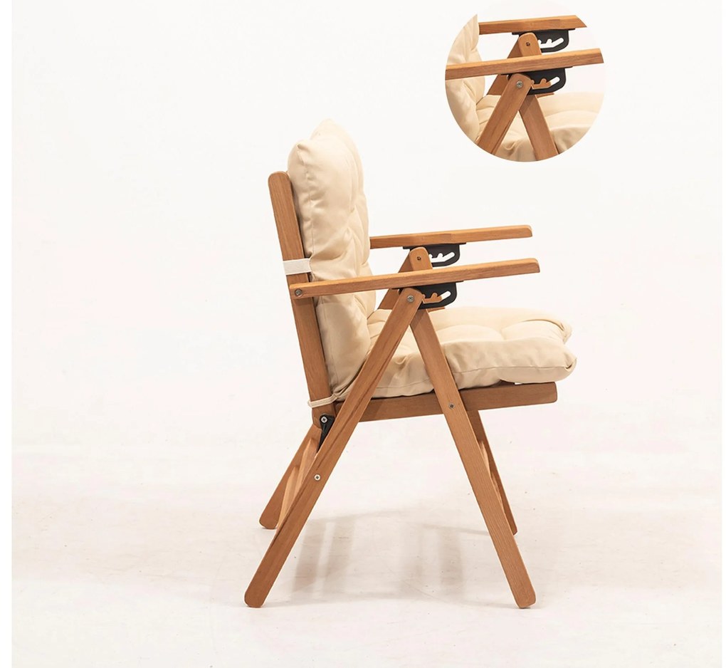 Set mobilier de grădină masă și scaune Kikadu 2 (natural + crem) (pentru 2 persoane). 1093856
