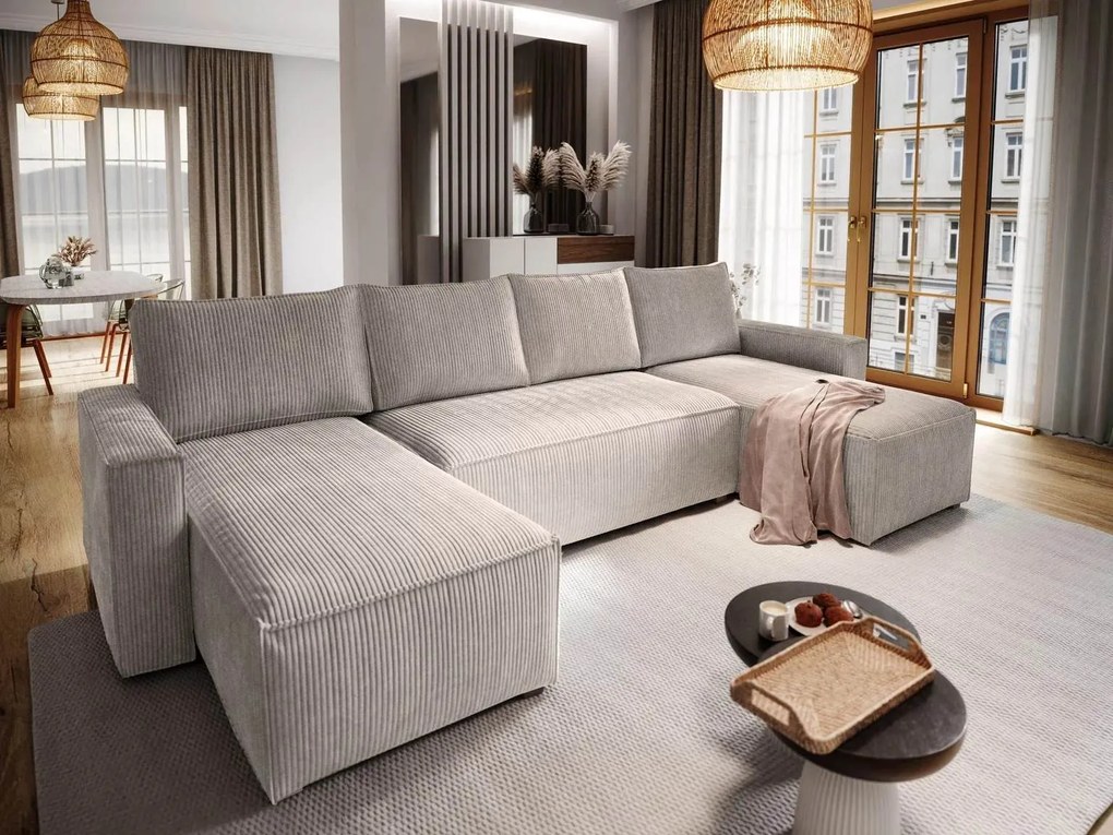 SET Canapea bej in forma de U SMART COSARO 295x140 cm II. calitate redusă