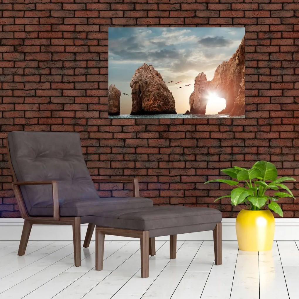 Tablou - Apus de soare peste stânci (90x60 cm)