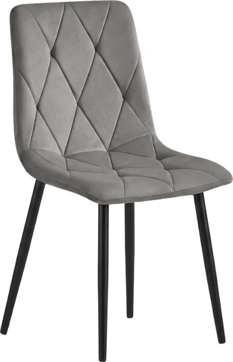 Scaun de catifea gri LIBRA SILVER GREY cu picioare negre