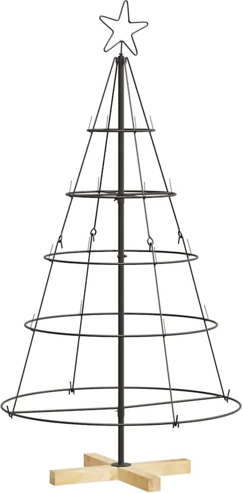 vidaXL Brad de Crăciun în Formă de Con cu suport Negru 126 cm Oțel