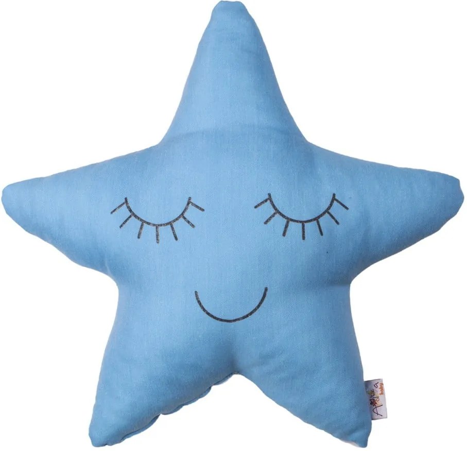 Pernă din amestec de bumbac pentru copii Apolena Pillow Toy Star, 35 x 35 cm, albastru