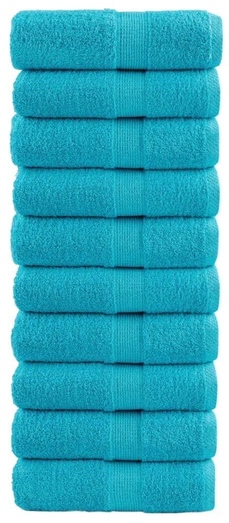 vidaXL Prosoape oaspeți premium SOLUND 10 buc turcoaz 30x50 cm 600 gsm