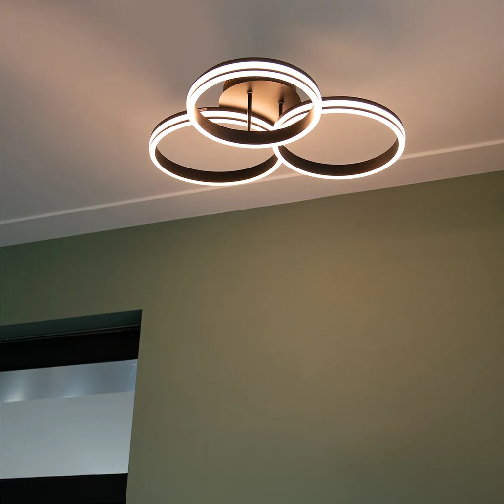 Plafoniera neagra incluzând LED cu dimmer în 3 trepte cu 3 lumini - Navara