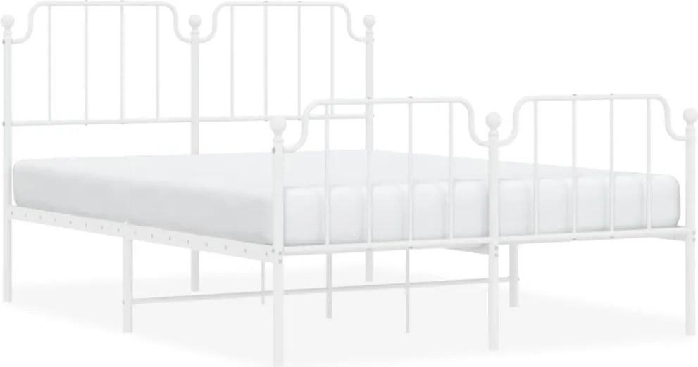 vidaXL Cadru pat metalic cu tăblie de cap/picioare , alb, 140x190 cm