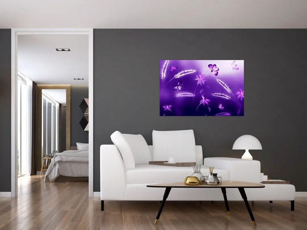 Tablou - Lunca cu fluturi (90x60 cm)