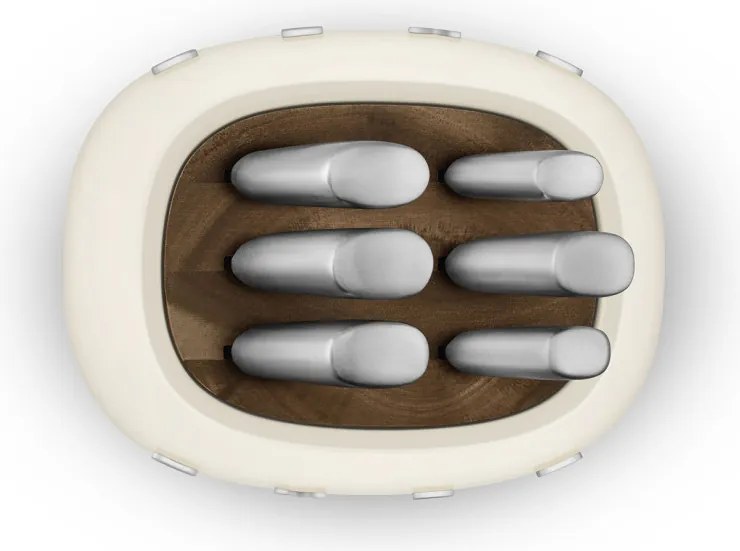 Set de cutite cu suport SMEG KBSF02CR, 7 piese, Manere din lemn de salcam, Otel inoxidabil german, Crem