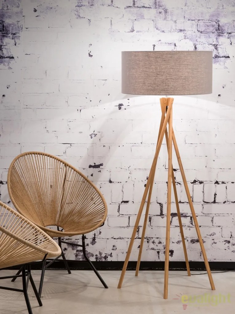 Lampadar realizat din materiale naturale, durabile si ecologice, KILIMANJARO/F gri deschis