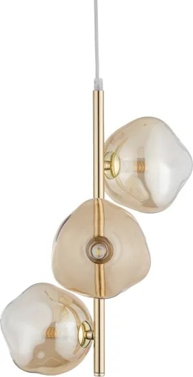 Brilagi - Lustru suspendat pe sârmă VULCANO 3xG9/8W/230V auriu/bej fumuriu