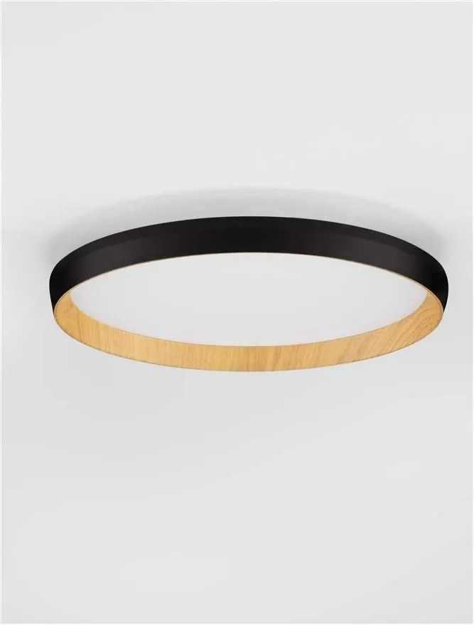 Plafoniera LED design decorativ VOMOS negru/lemn D-40cm