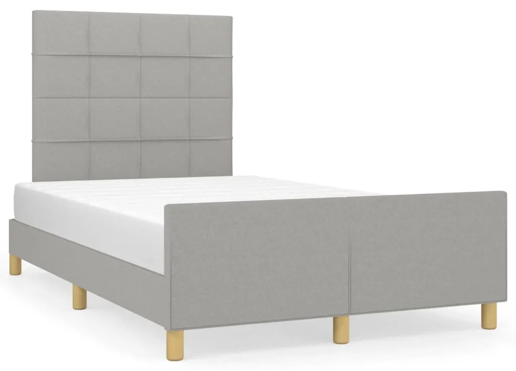 3125041 vidaXL Cadru de pat cu tăblie, gri deschis, 120x200 cm, textil