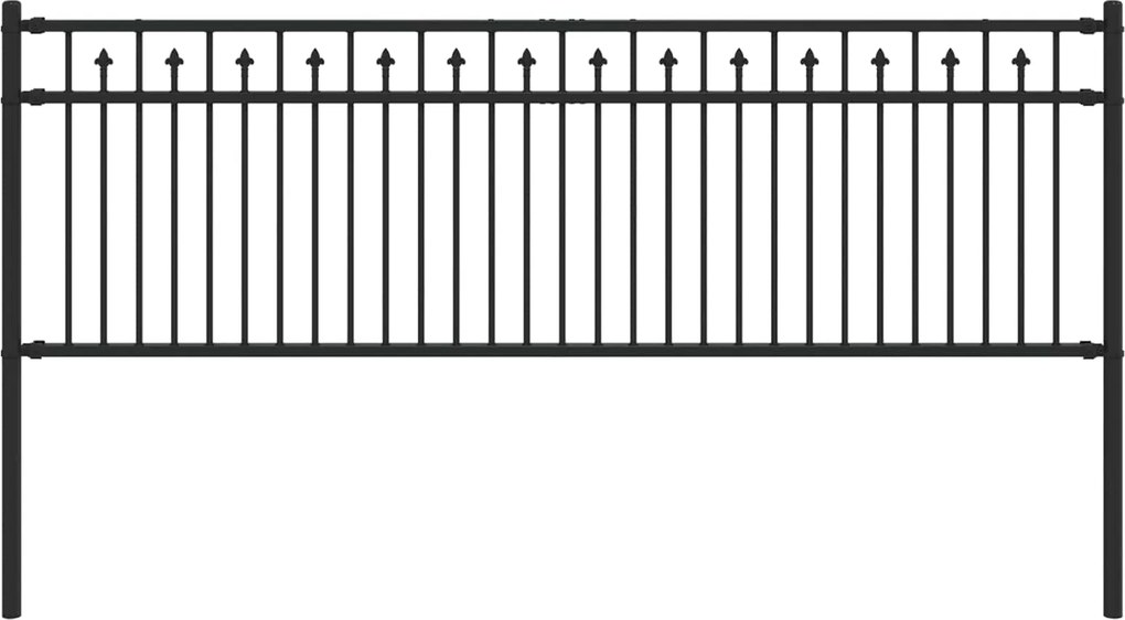 vidaXL Gard cu Vârfuri Negru 200 x 110 cm Oțel vopsit electrostatic