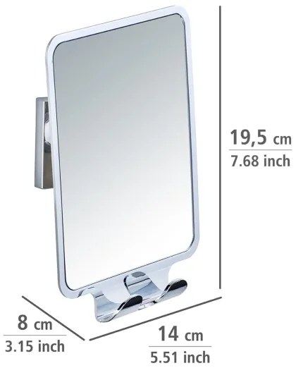 WENKO 22693100 - Oglindă cosmetică VACUUM-LOC QUADRO ED 14 x 19,5 cm, crom lucios