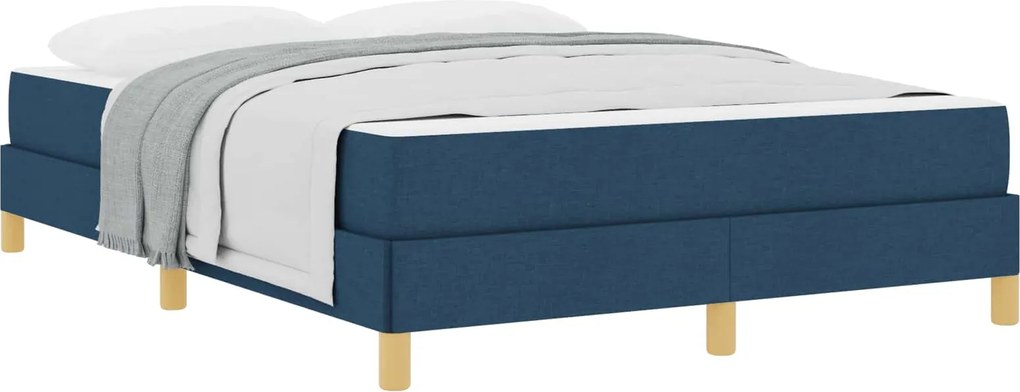 vidaXL Pat cu arcuri cu saltea albastru 140 x 190 cm țesătură