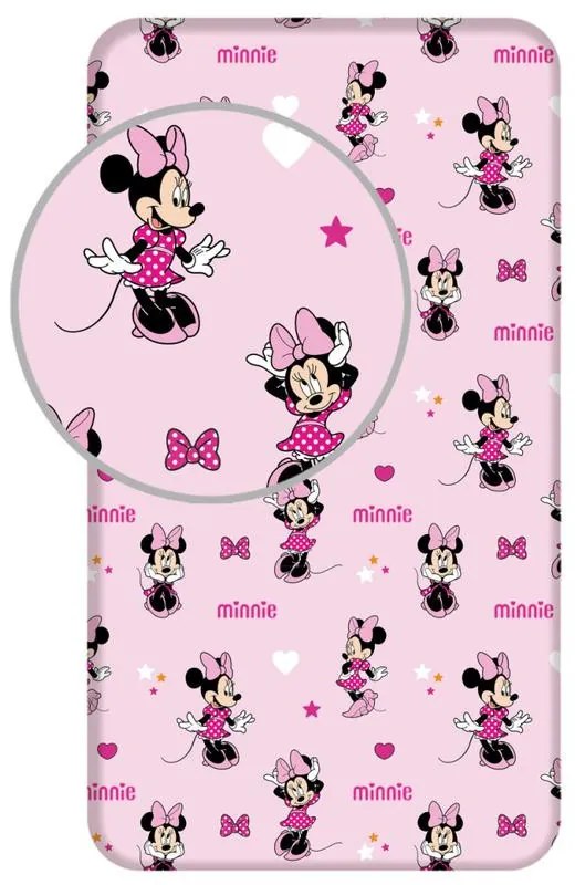 Disney Minnie Pretty in Pink cearșaf cu elastic 90x200 cm
