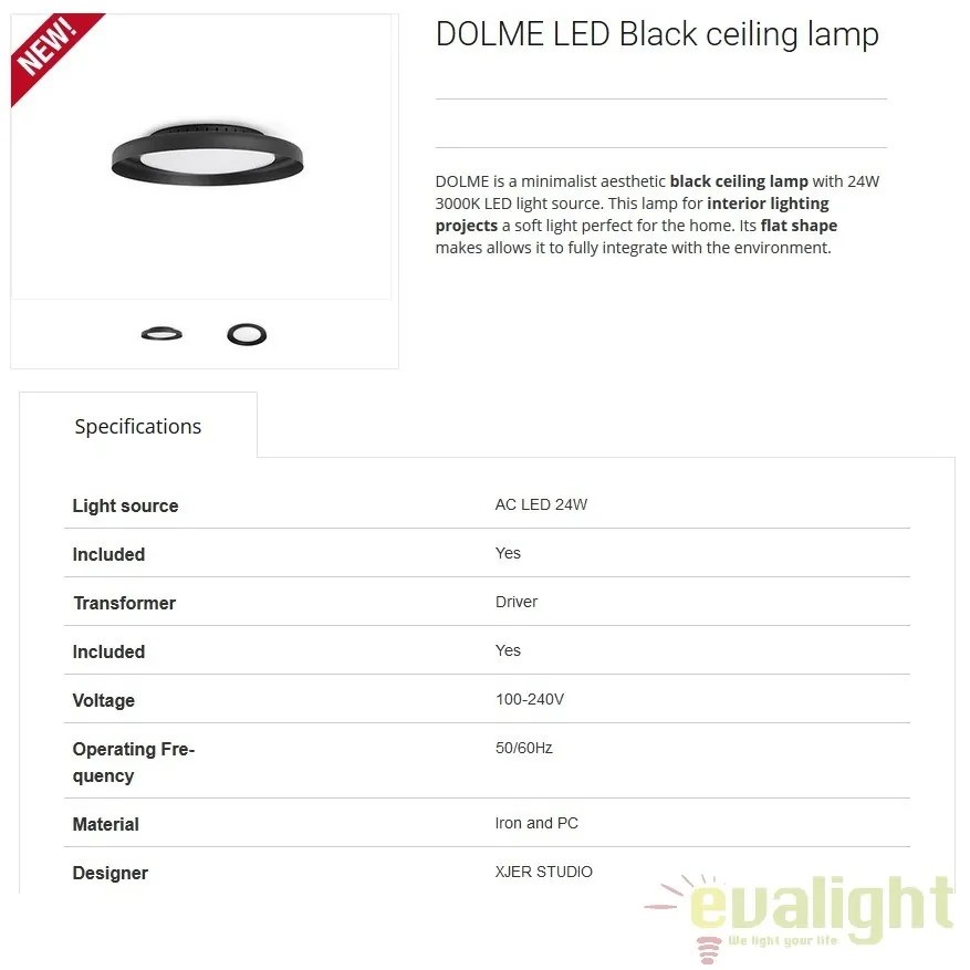 Plafoniera LED design ultramodern minimalist DOLME black 64096