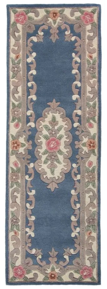 Covor din lână Flair Rugs Aubusson, 67 x 210 cm, albastru