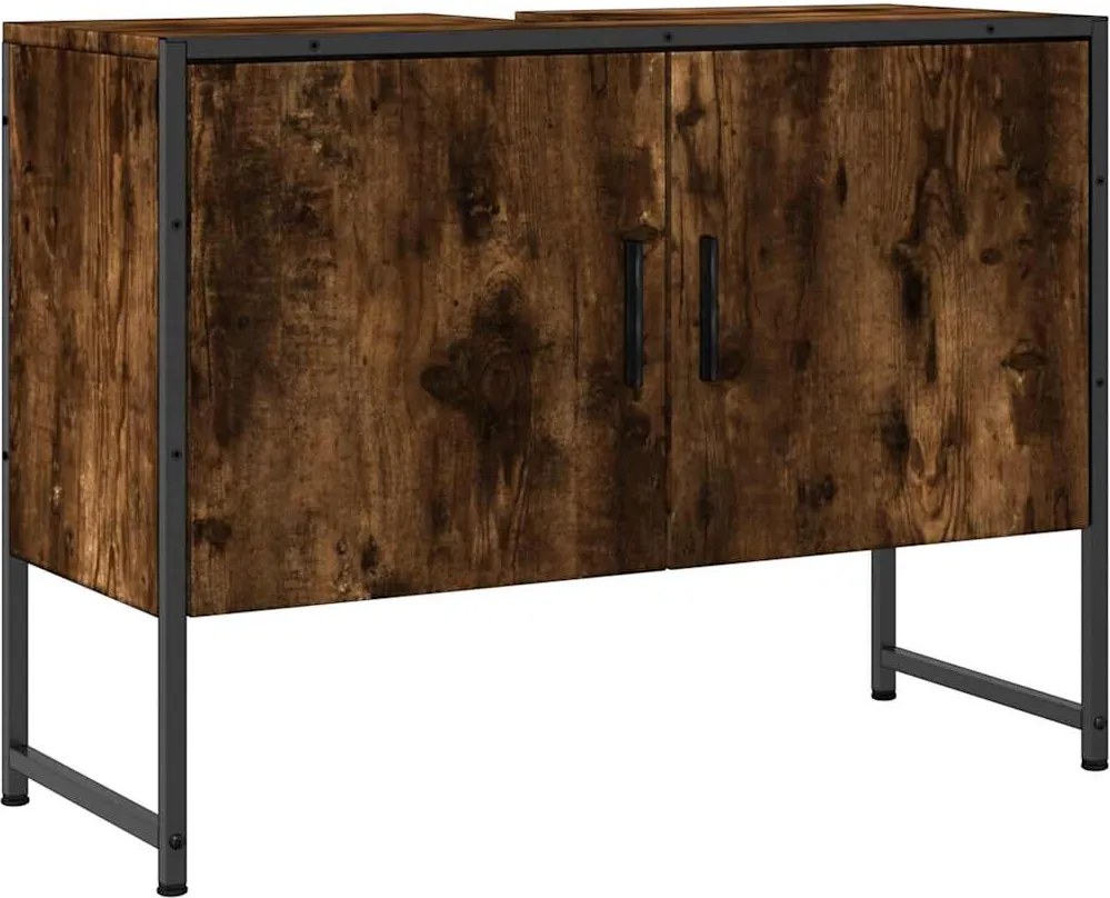 vidaXL Dulap chiuveta de baie stejar fumuriu 80x33x60 cm lemn compozit