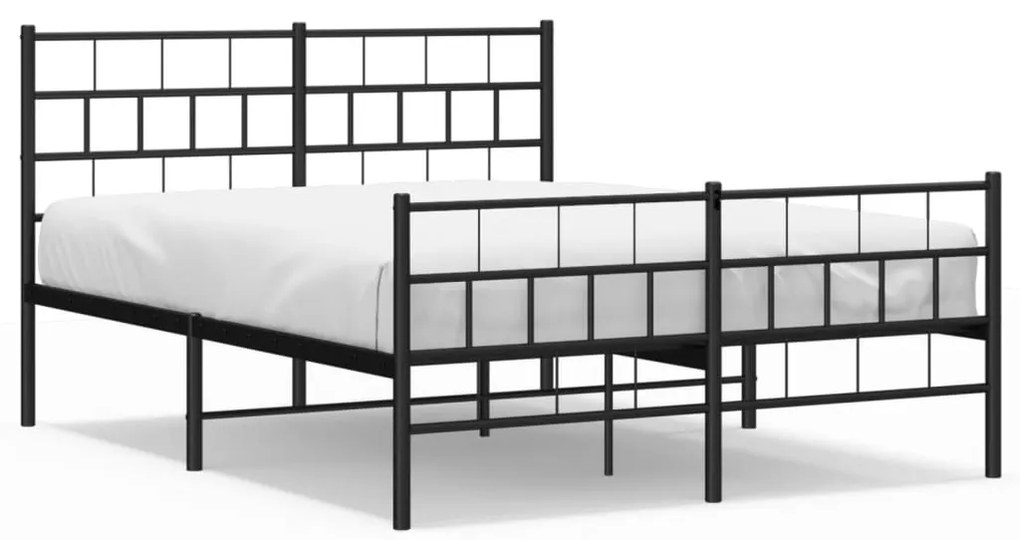 355678 vidaXL Cadru pat metalic cu tăblie de cap/picioare, negru, 140x200 cm