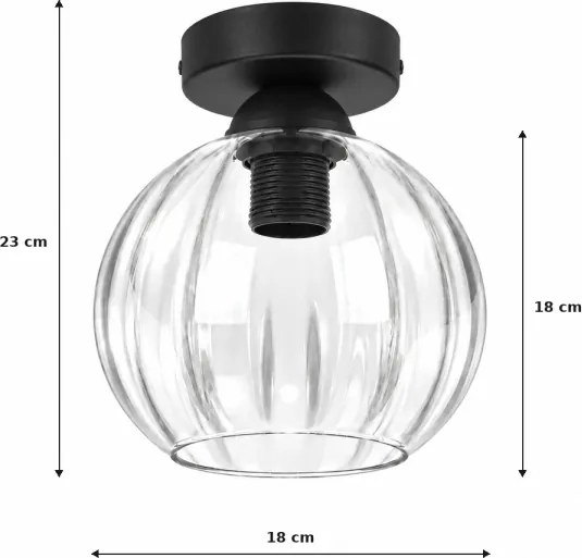BRILAGI - Lampă de tavan LED RETRO GLASS 1xE27/60W/230V Ø 18 cm negru/transparent