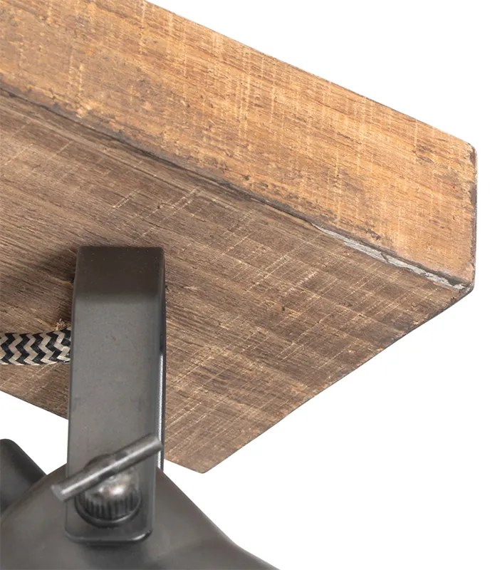 Spot rustic negru cu lemn 2 lumini reglabil - Jelle