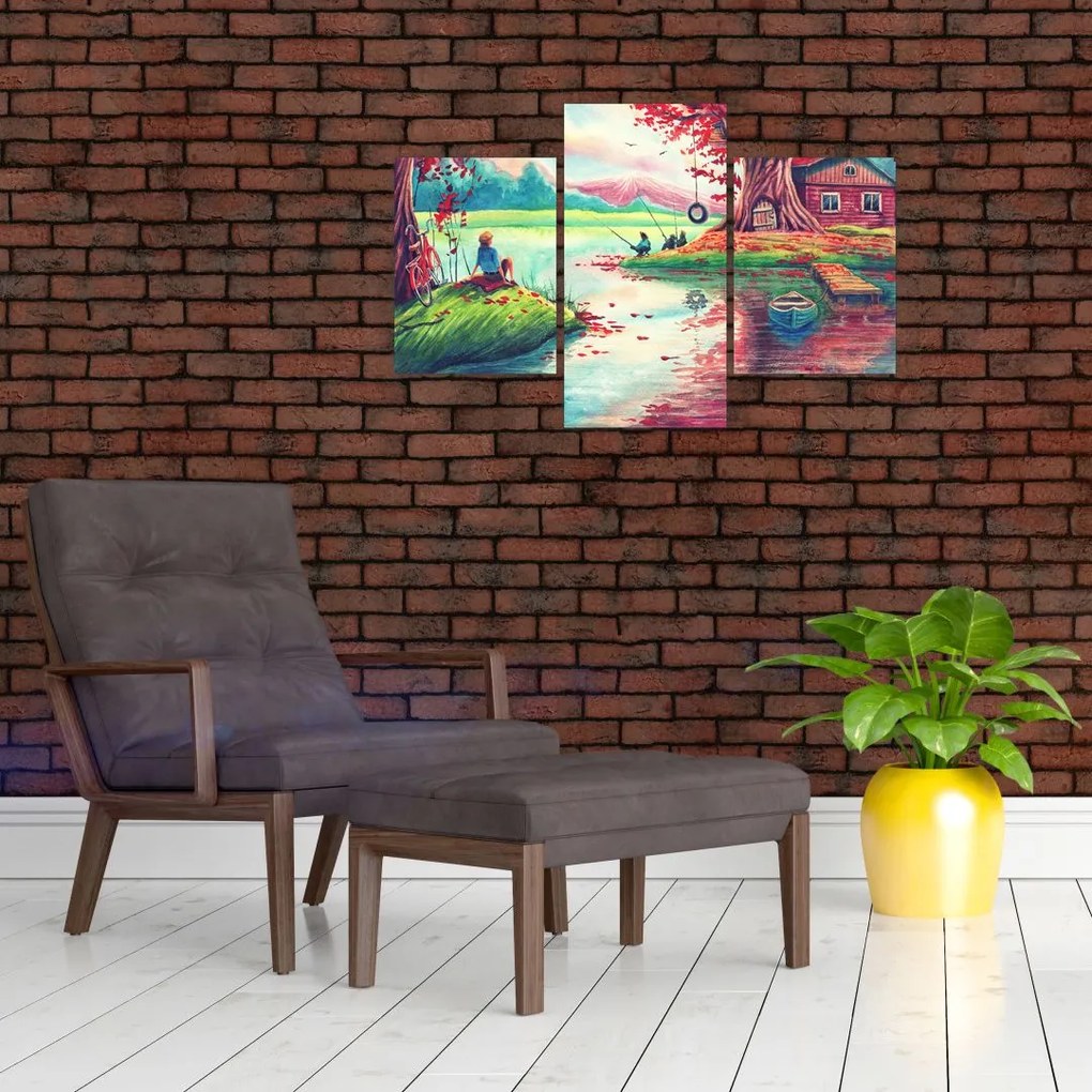 Tablou - Acuarelă, Golf într-un sat de munte (90x60 cm)