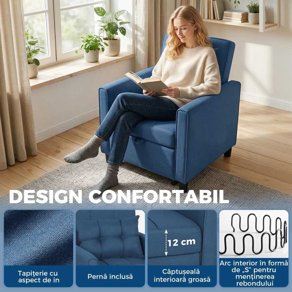 HOMCOM Fotoliu transformabil și reclinabil | Aosom Romania