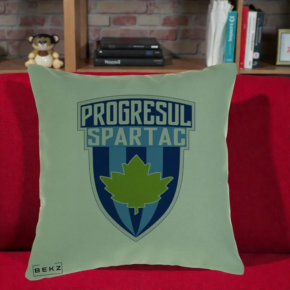 Perna Personalizata Progresul Spartac Fotbal, 40x40 cm, Verde, Husa Detasabila, Perna Inclusa, BEKZ®