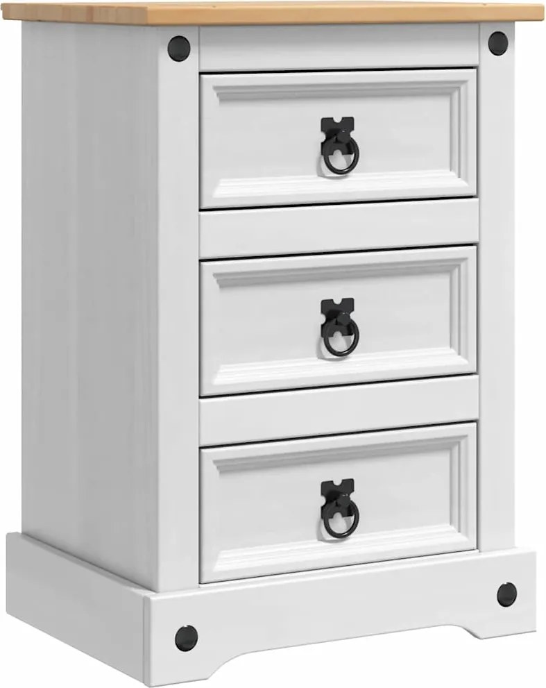 vidaXL Noptieră cu sertar Corona Alb 45 x 35 x 64 cm Lemn de pin masiv