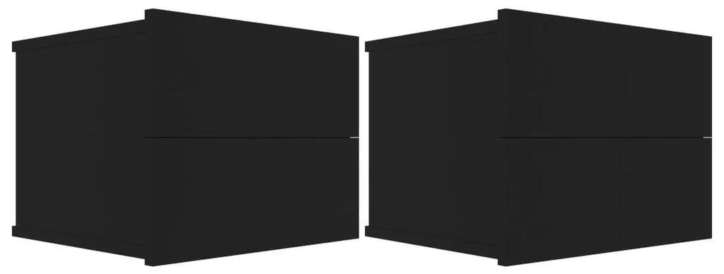 Noptiere, 2 buc., negru, 40 x 30 x 30 cm, pal