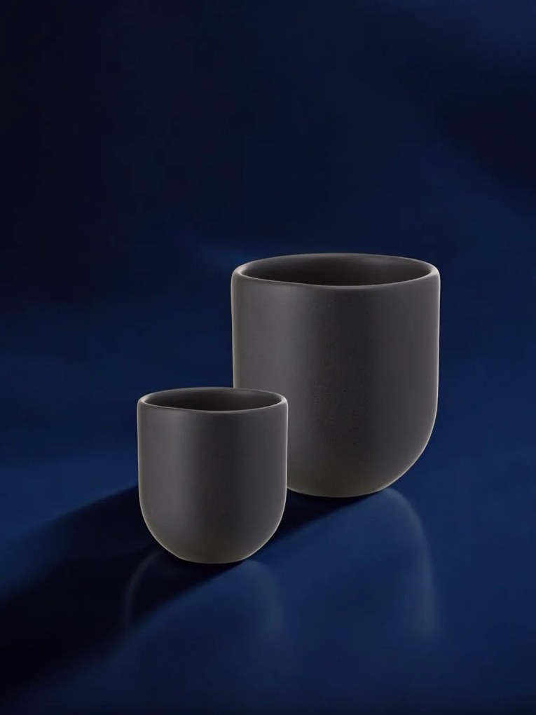 SET 2 PAHARE CAFEA VULCANO NEGRU CARBON MAT (1 PAHAR 250ML, 1 PAHAR 75ML)