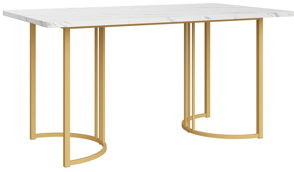 Masă de bucătărie dreptunghiulară cu cadru metalic stabil, Alb | Aosom Romania