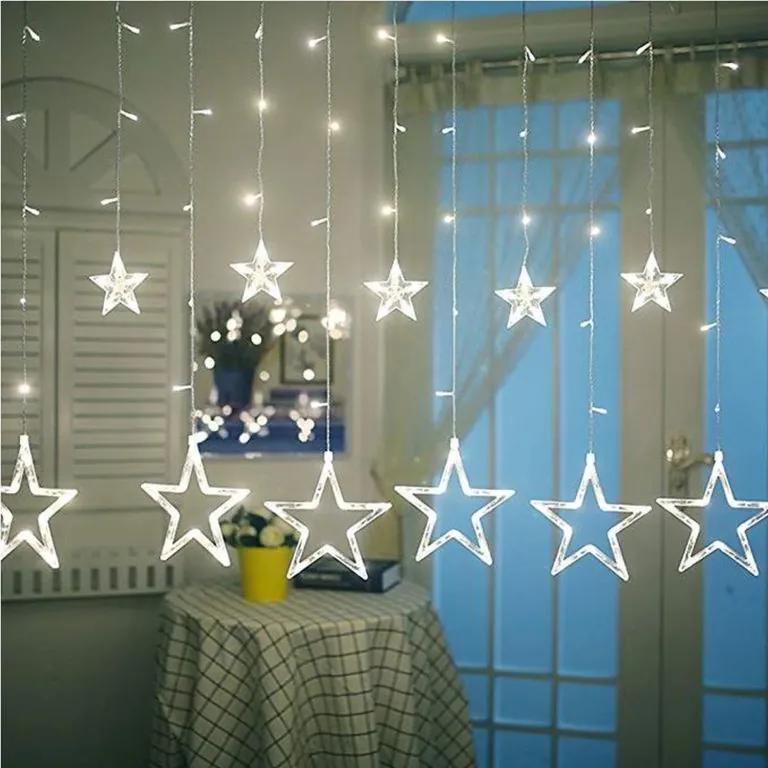 Decorațiune de Crăciun-stele strălucitoare,150 LED, alb rece
