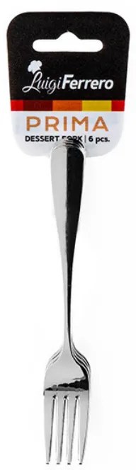Set de 6 furculițe de desert Luigi Ferrero Prima FR-6183, Oțel inoxidabil, Argint