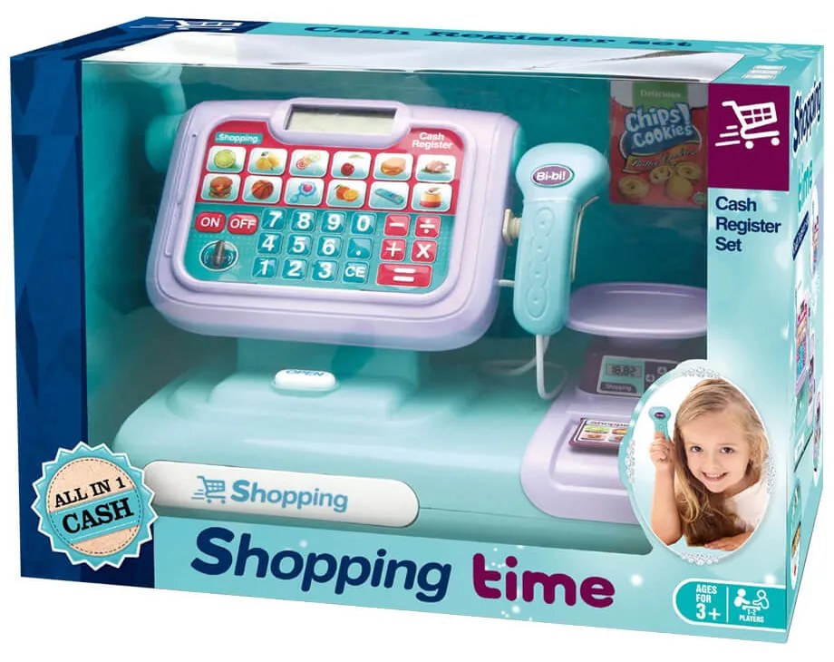 Casa de marcat de jucarie, albastru-mov