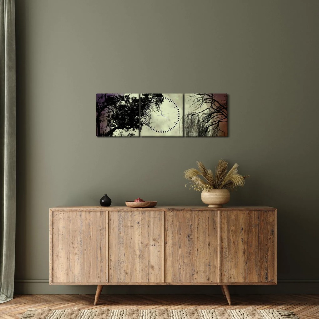 Tablou - Lună plină deasupra apei (cu ceas) (90x30 cm)