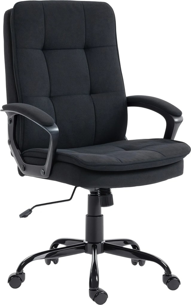 HOMCOM Scaun de Birou Ergonomic din Material Tip In, Înălțime Reglabilă, Funcție de Balansare, 120 kg, Negru | Aosom Romania